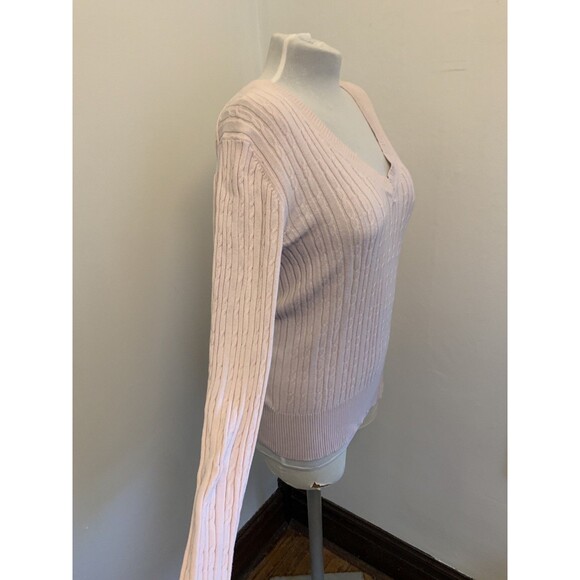 VTG y2k 2000s Tommy Hilfiger Baby Pink Cable Knit V-Neck Sweater Preppy Playboy - Picture 8 of 11